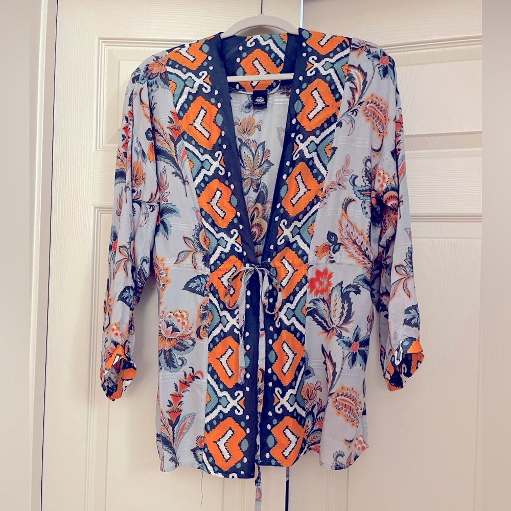 Evereve spring kimono with drawstring waist
